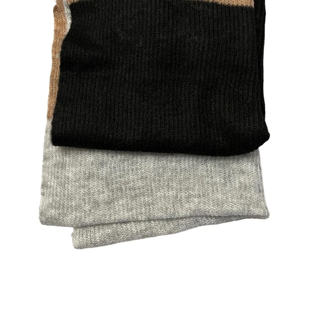 ECHO neutral black/tan/gray color block soft recycled oversized scarf / wrap